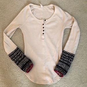 White FREE PEOPLE Henley long sleeve